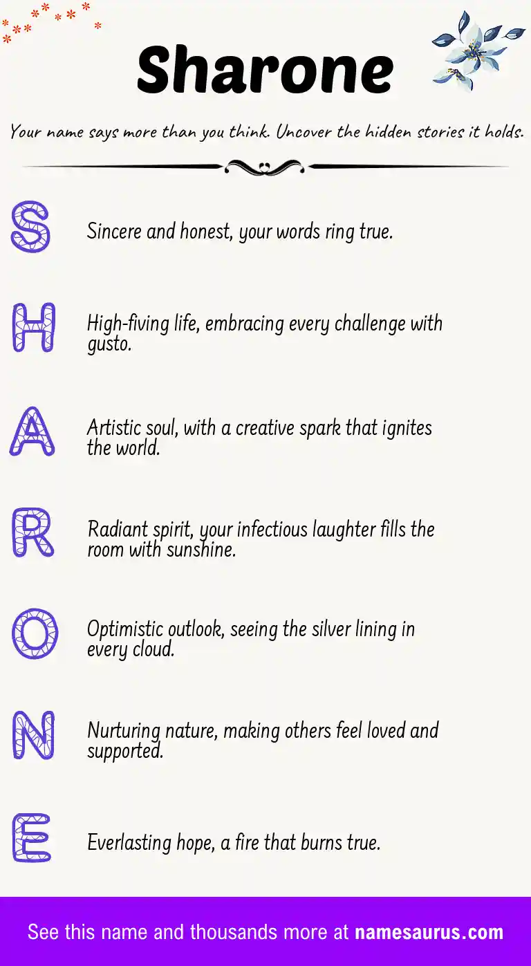 Acrostic poem about Sharone.