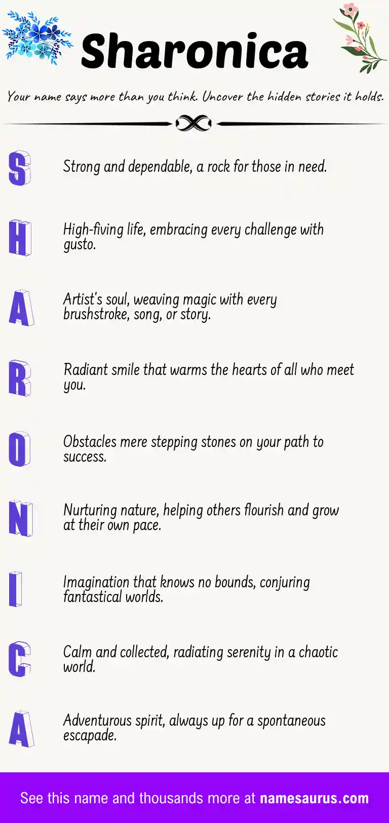 Acrostic poem about Sharonica.