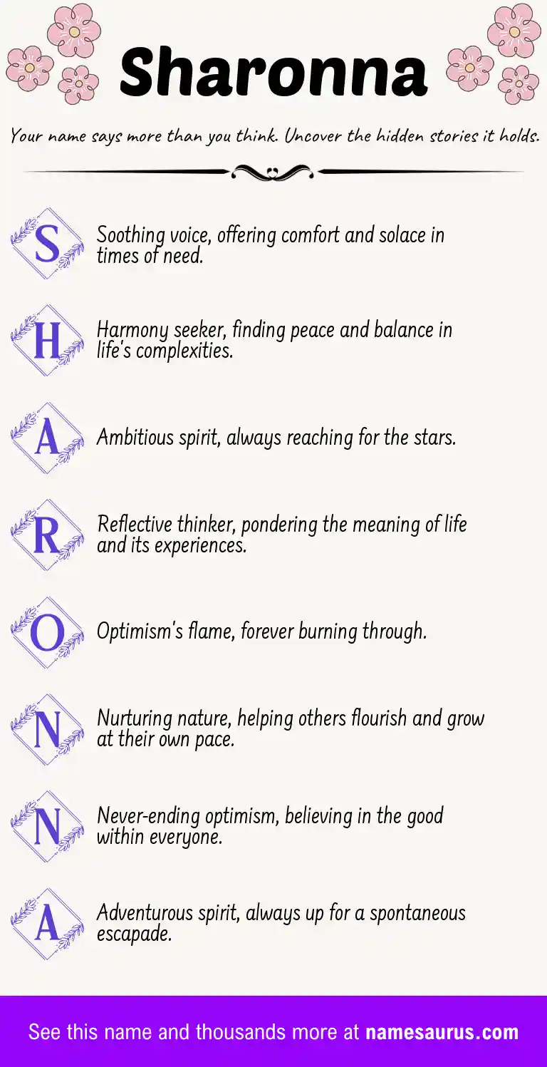 Acrostic poem about Sharonna.