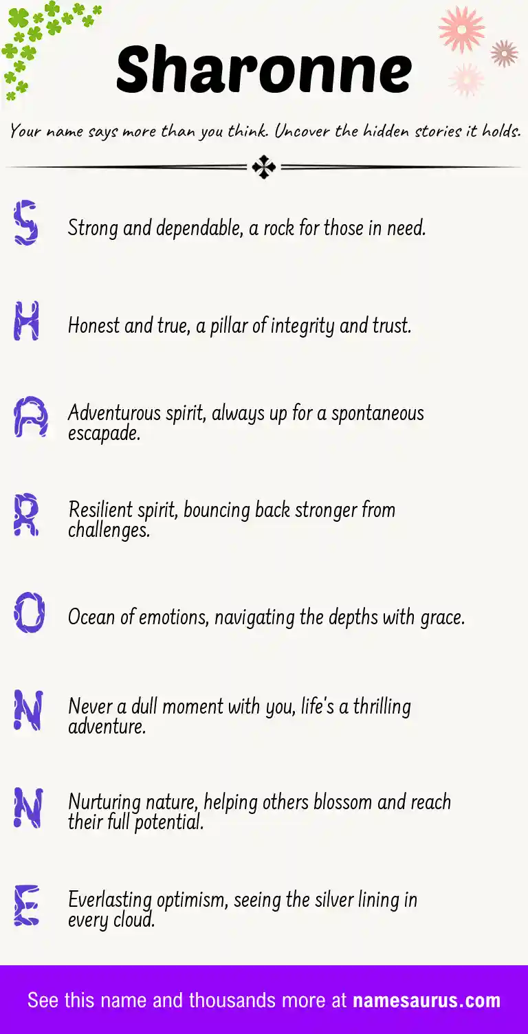 Acrostic poem about Sharonne.