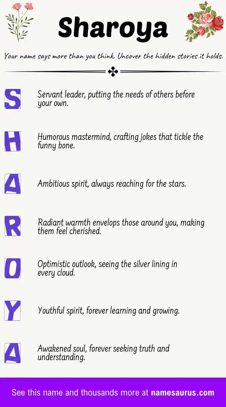 Acrostic poem about Sharoya.