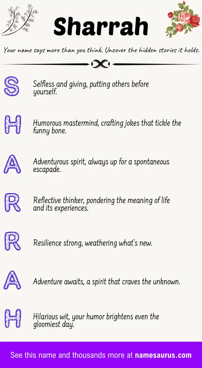 Acrostic poem about Sharrah.