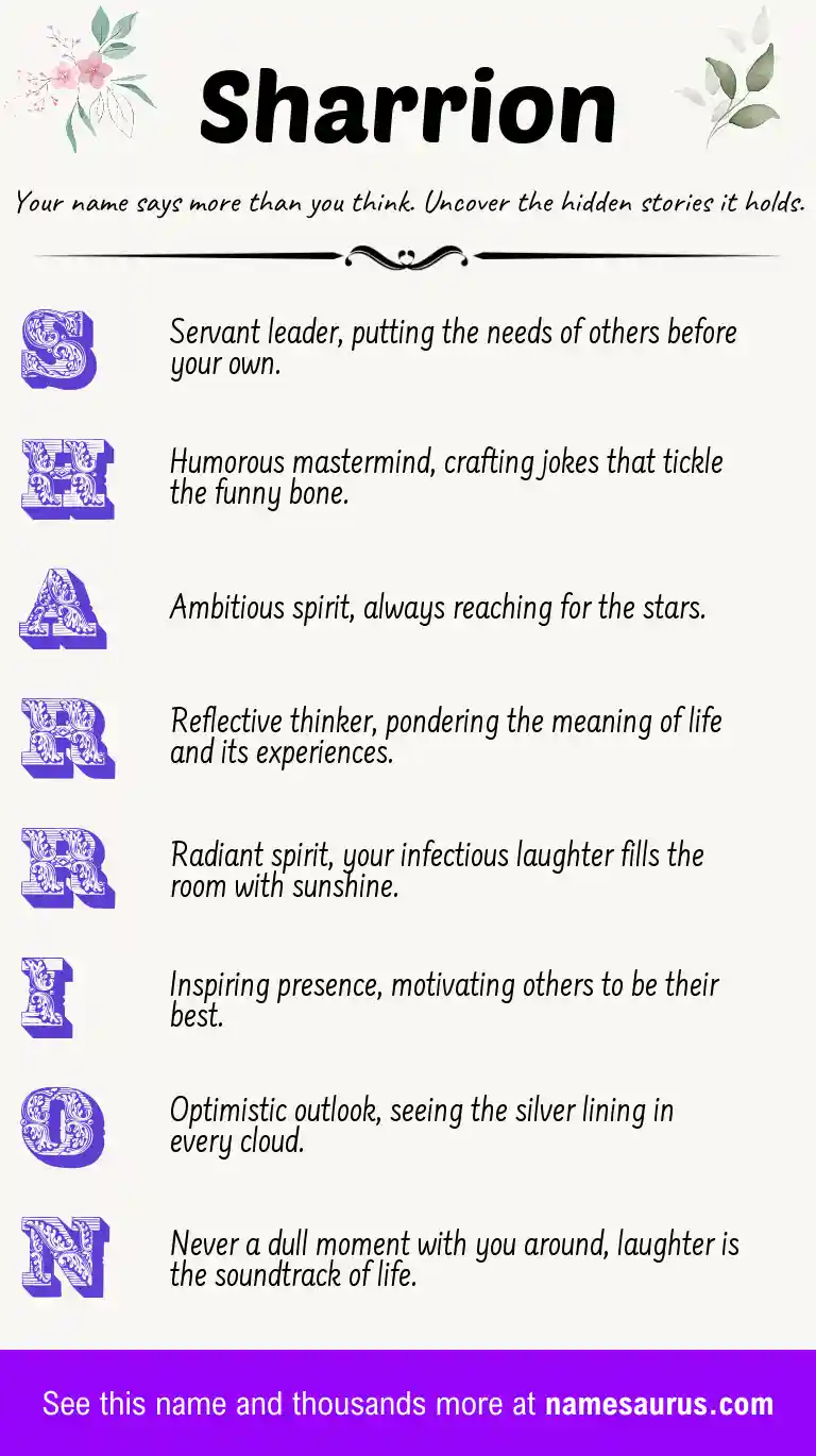 Acrostic poem about Sharrion.