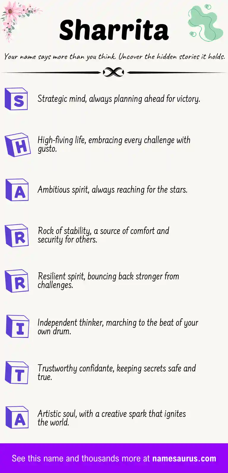 Acrostic poem about Sharrita.