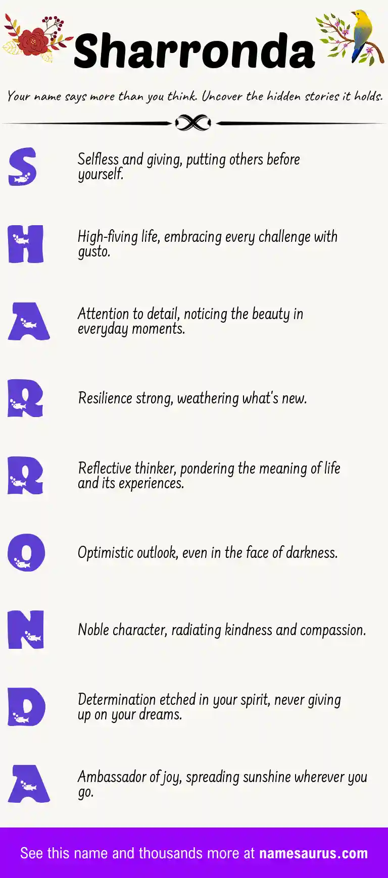 Acrostic poem about Sharronda.
