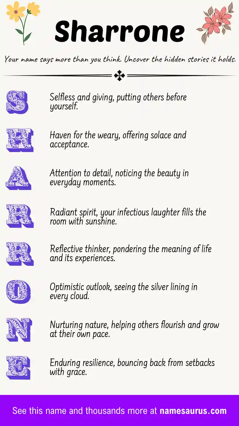 Acrostic poem about Sharrone.