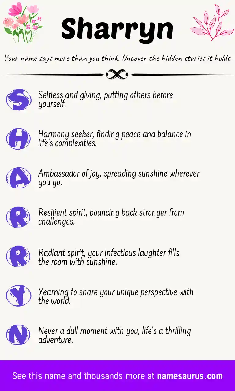 Acrostic poem about Sharryn.