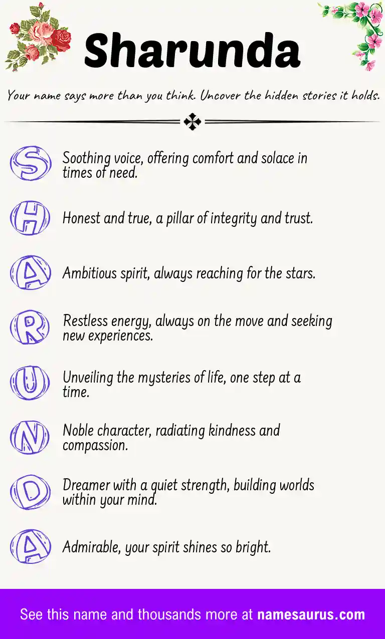 Acrostic poem about Sharunda.