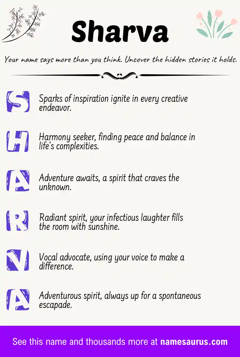 Acrostic poem about Sharva.