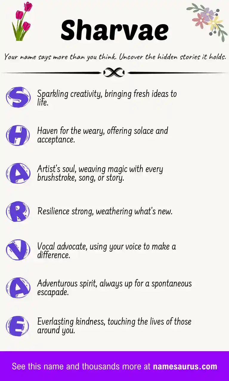 Acrostic poem about Sharvae.