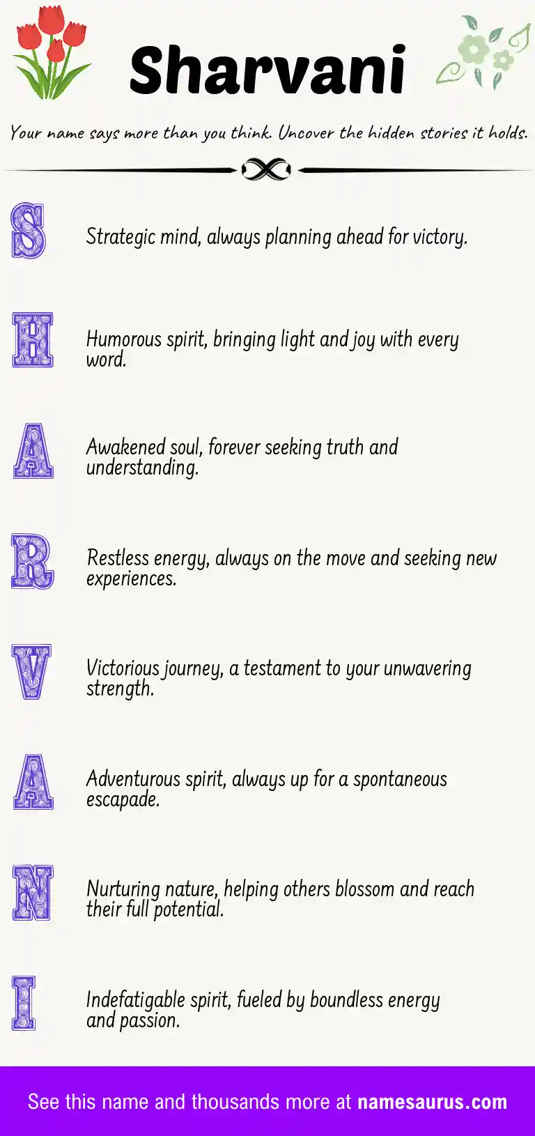 Acrostic poem about Sharvani.