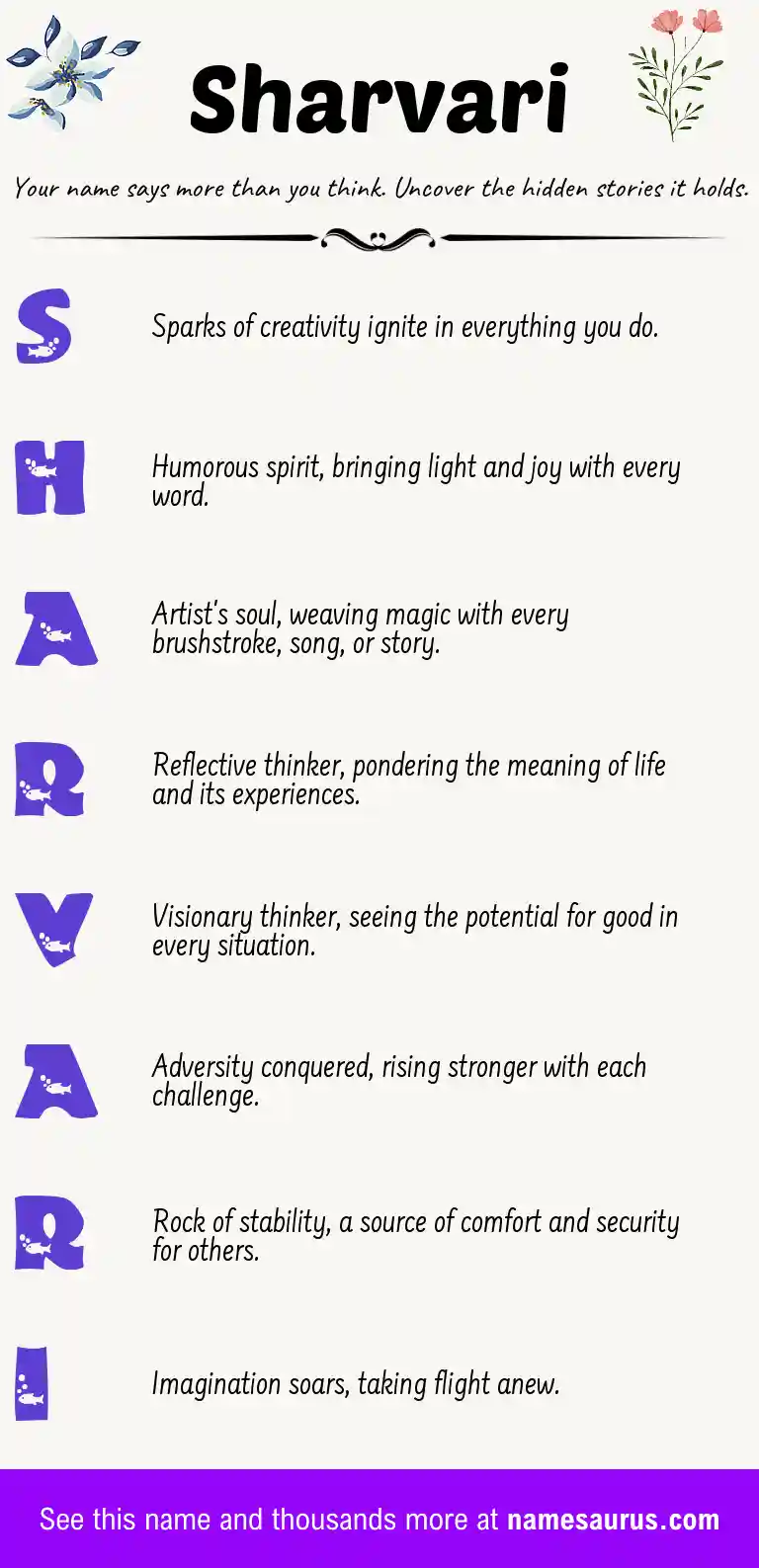 Acrostic poem about Sharvari.