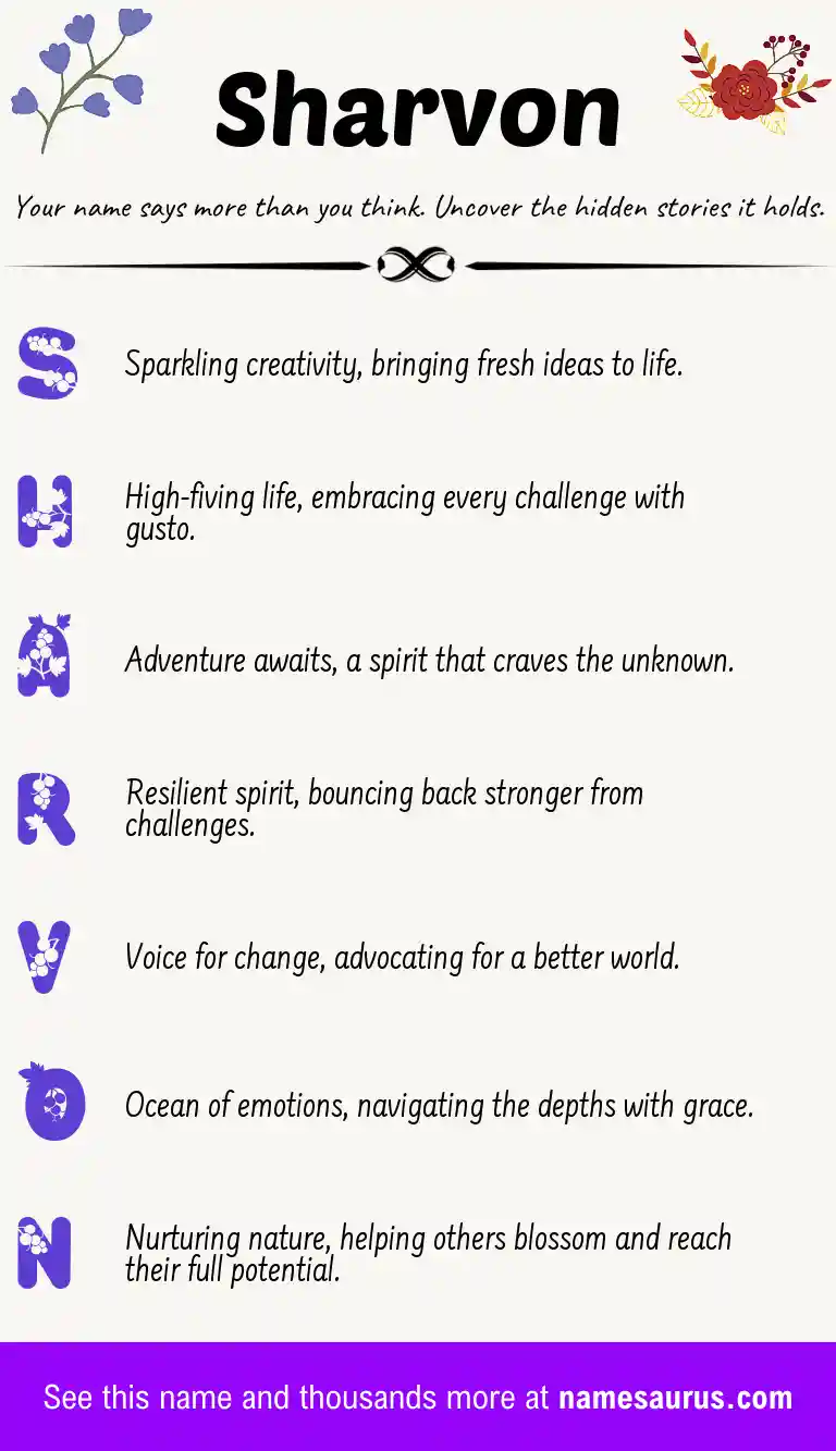 Acrostic poem about Sharvon.