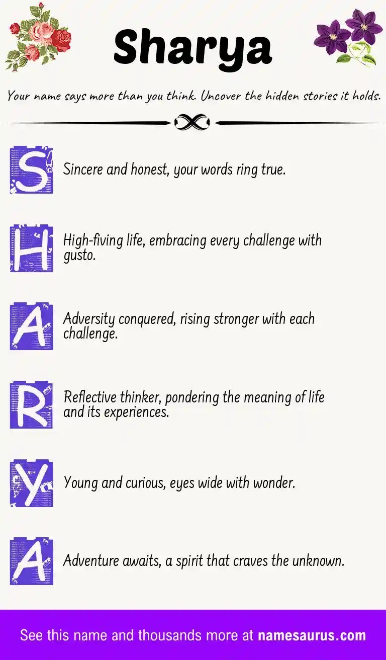 Acrostic poem about Sharya.