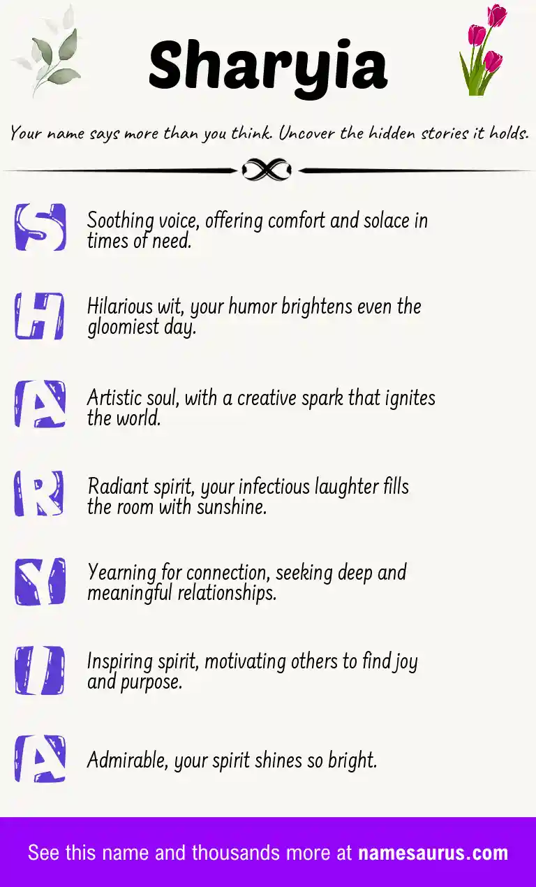 Acrostic poem about Sharyia.