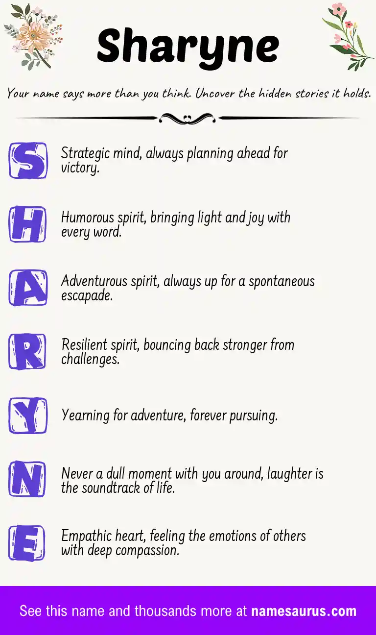 Acrostic poem about Sharyne.