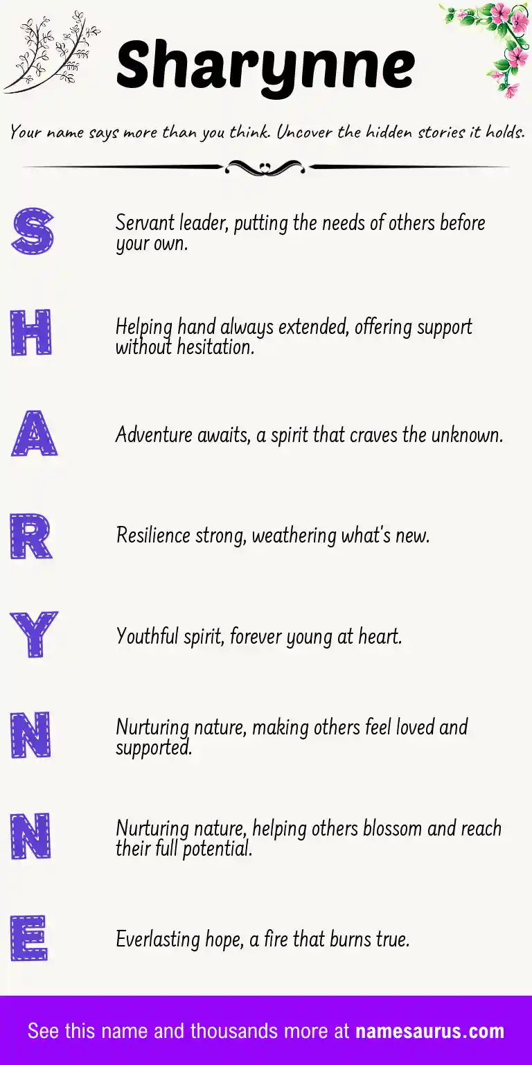 Acrostic poem about Sharynne.