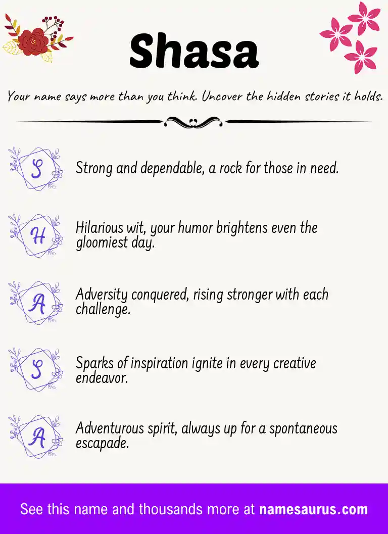 Acrostic poem about Shasa.