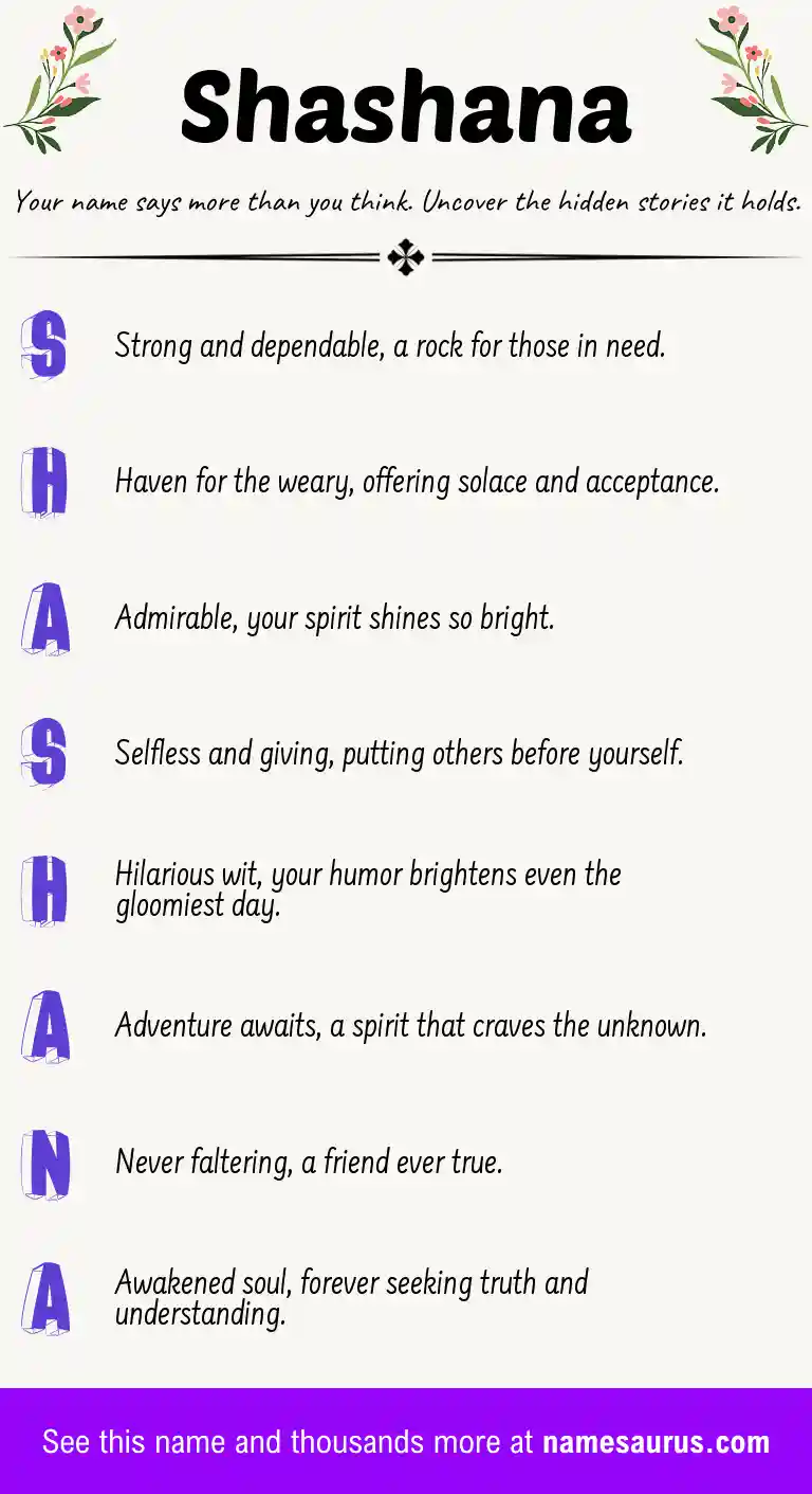 Acrostic poem about Shashana.