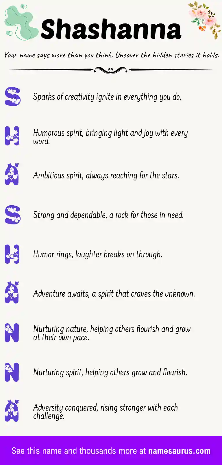 Acrostic poem about Shashanna.