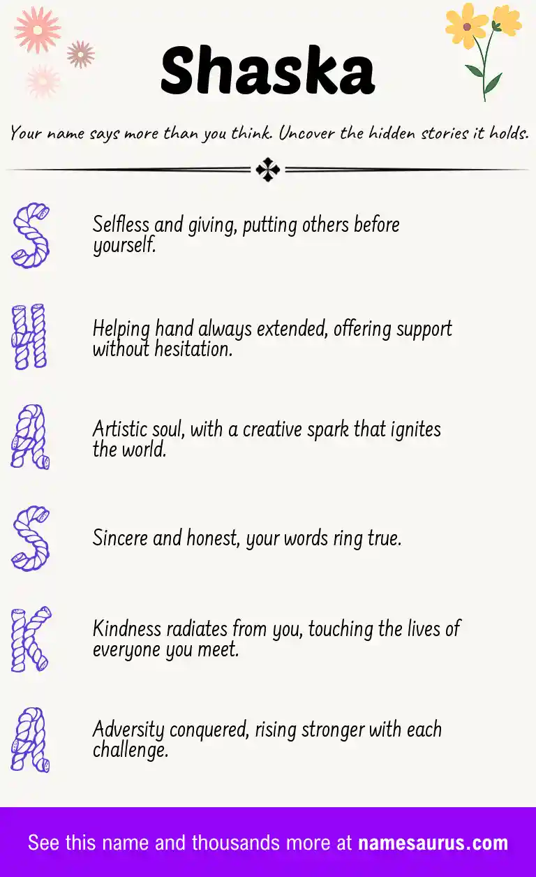 Acrostic poem about Shaska.