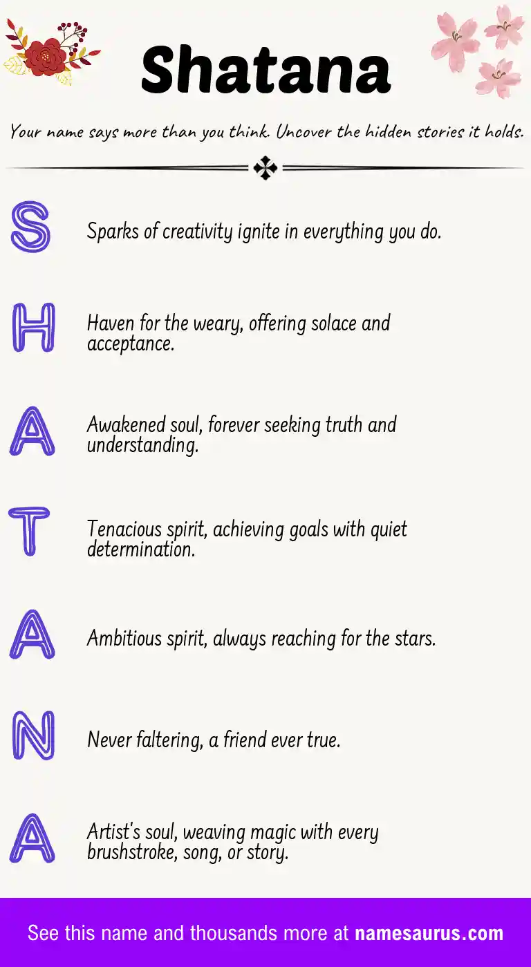 Acrostic poem about Shatana.