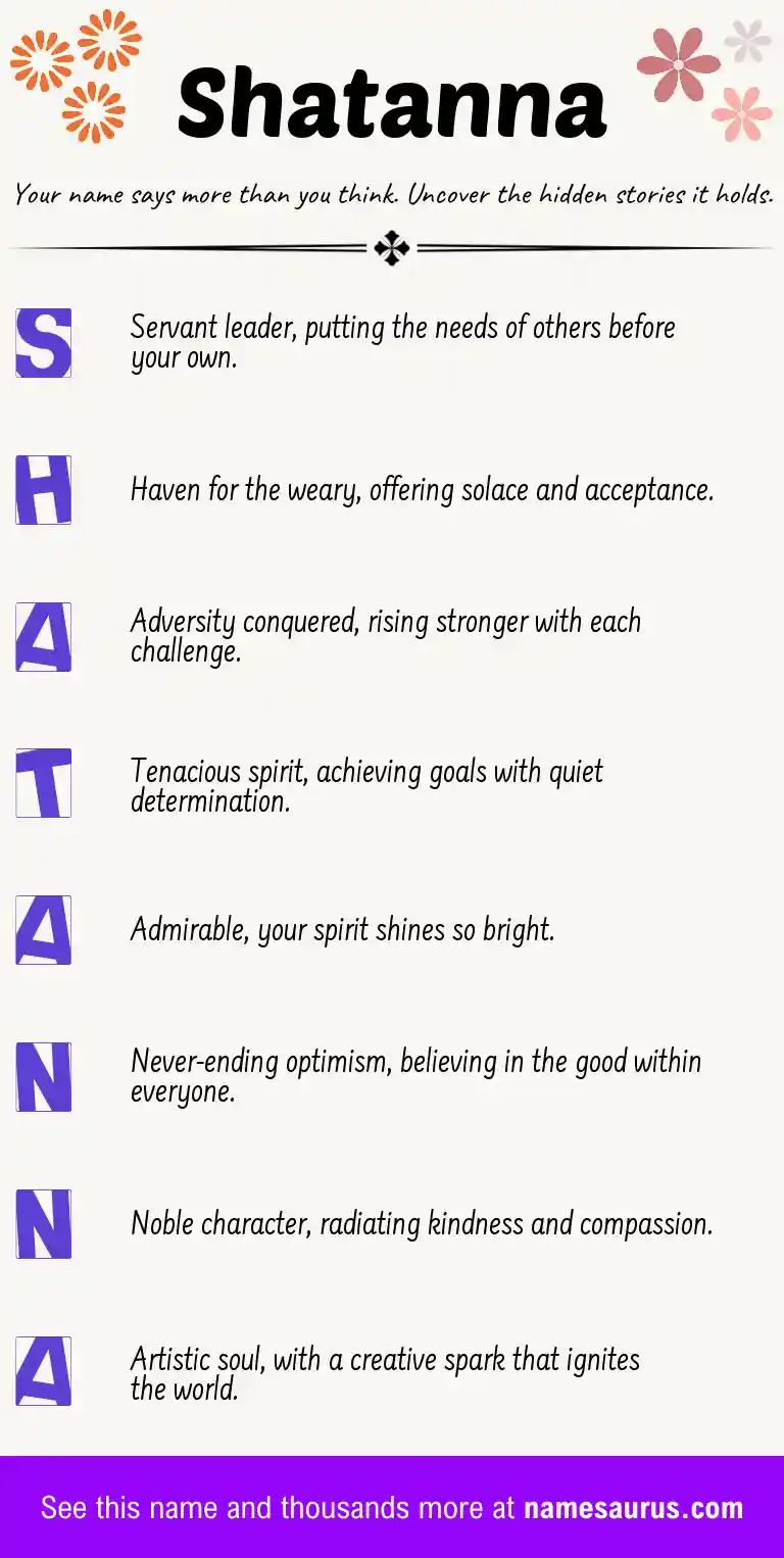 Acrostic poem about Shatanna.