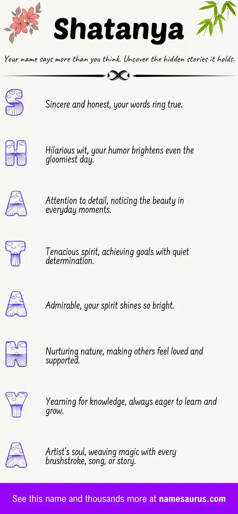 Acrostic poem about Shatanya.