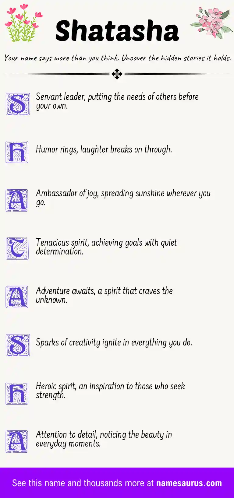 Acrostic poem about Shatasha.