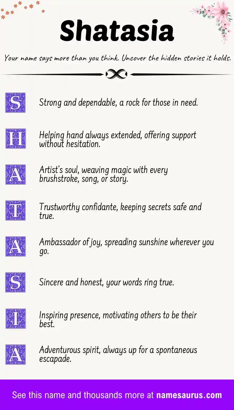 Acrostic poem about Shatasia.