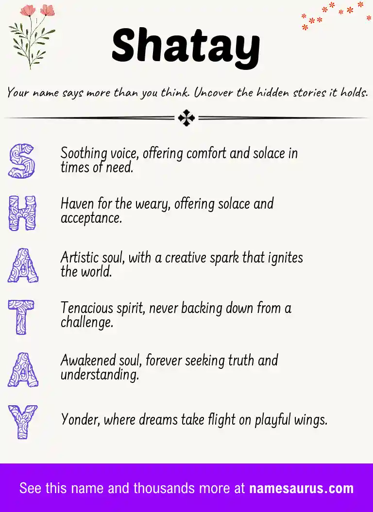 Acrostic poem about Shatay.