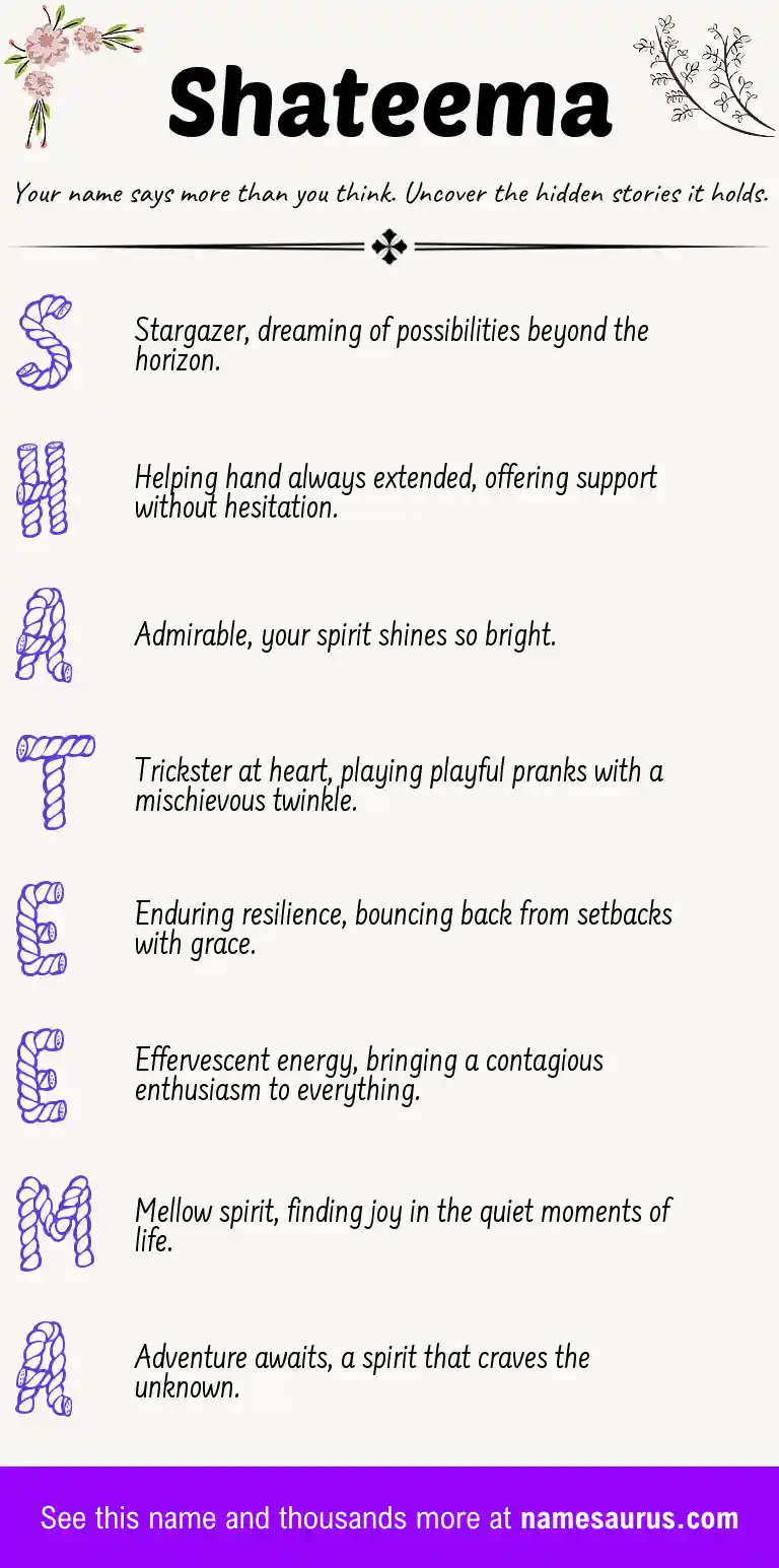 Acrostic poem about Shateema.