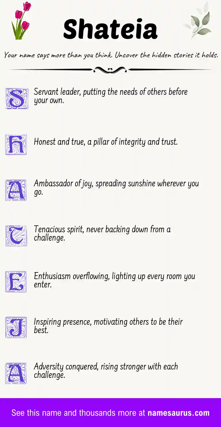Acrostic poem about Shateia.