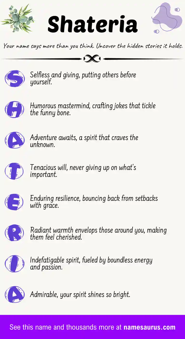 Acrostic poem about Shateria.