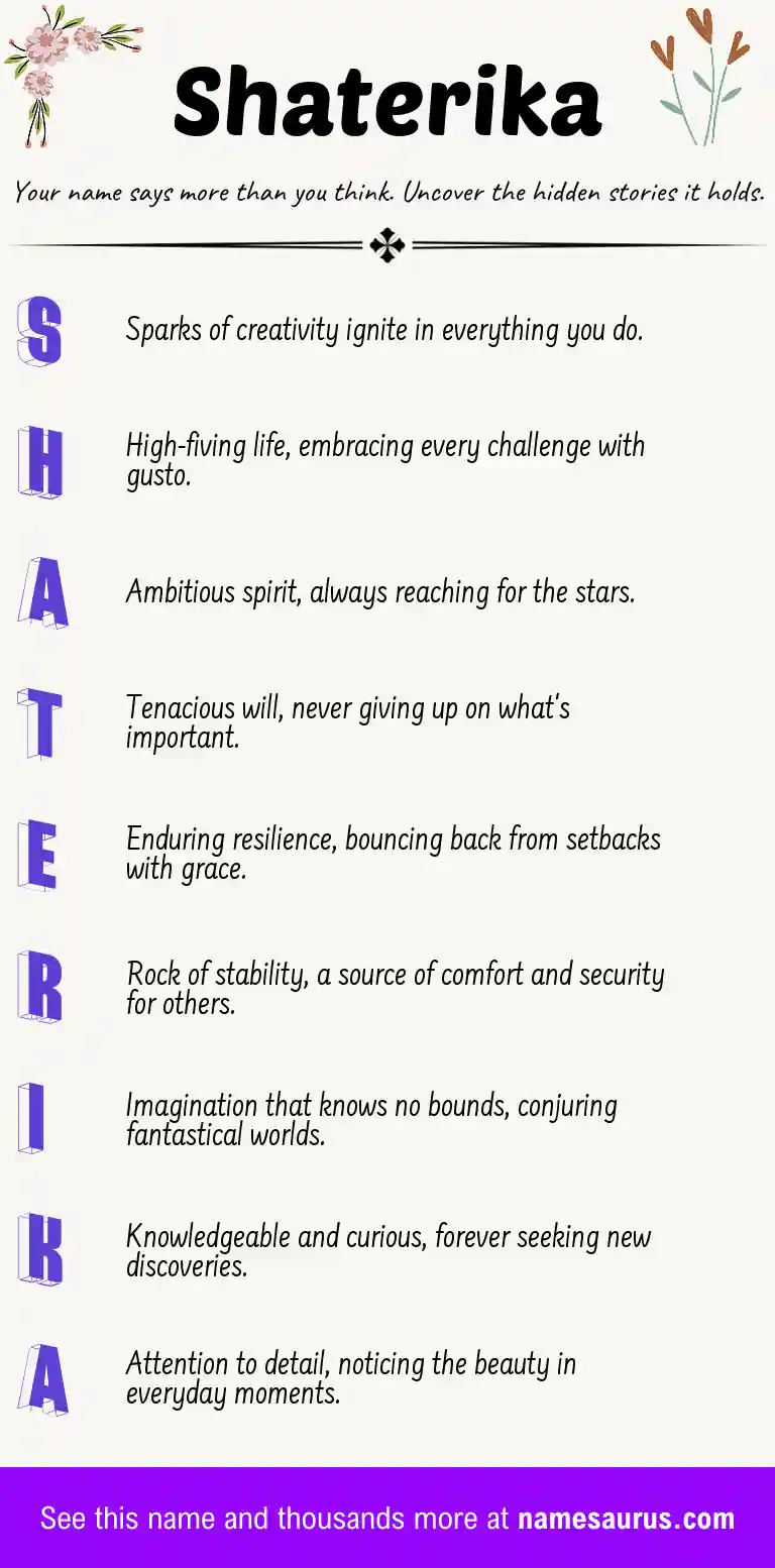 Acrostic poem about Shaterika.