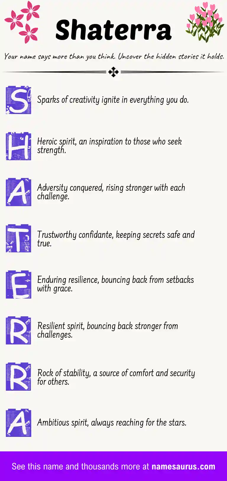 Acrostic poem about Shaterra.