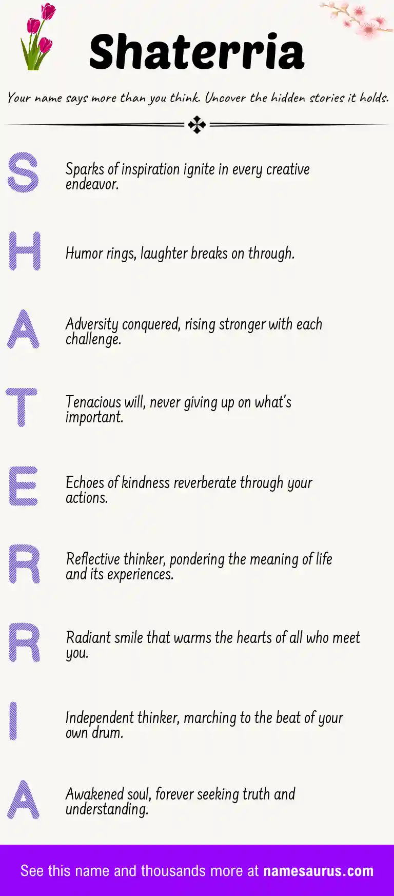 Acrostic poem about Shaterria.