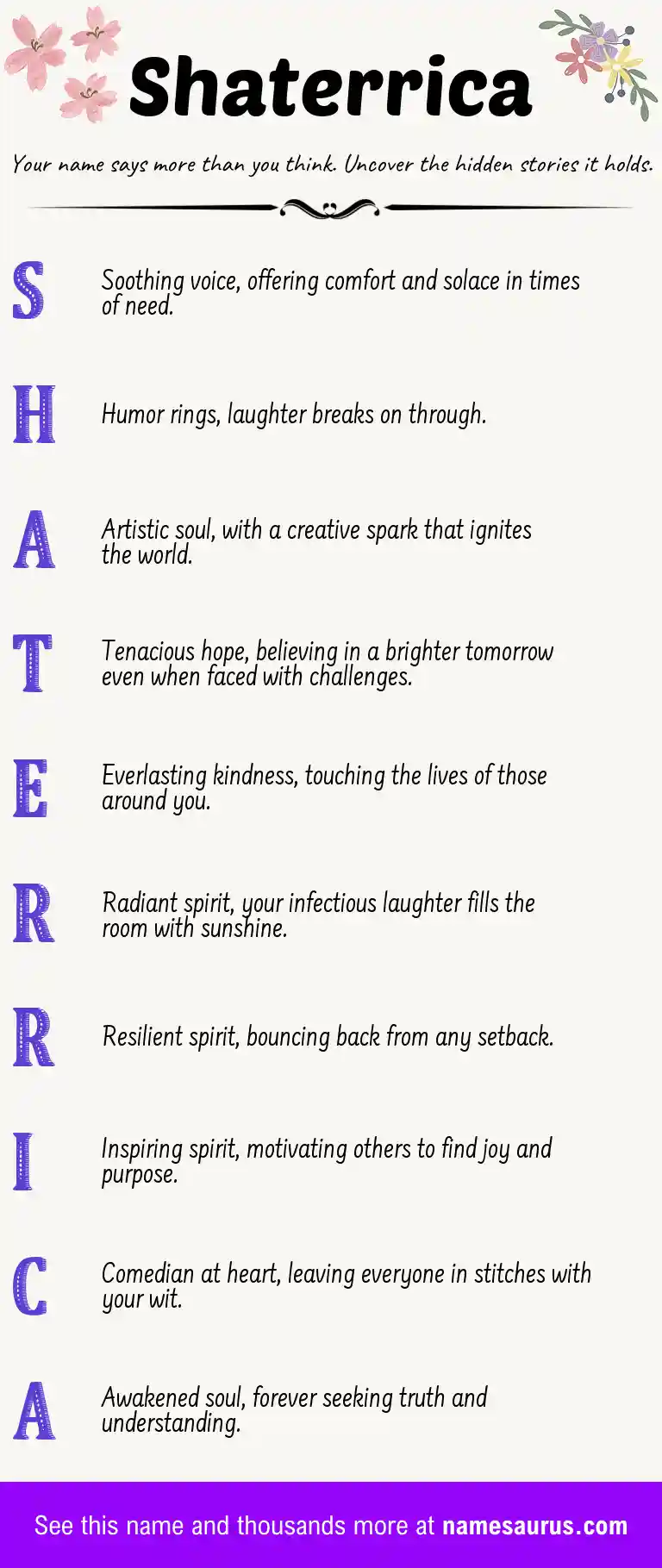 Acrostic poem about Shaterrica.
