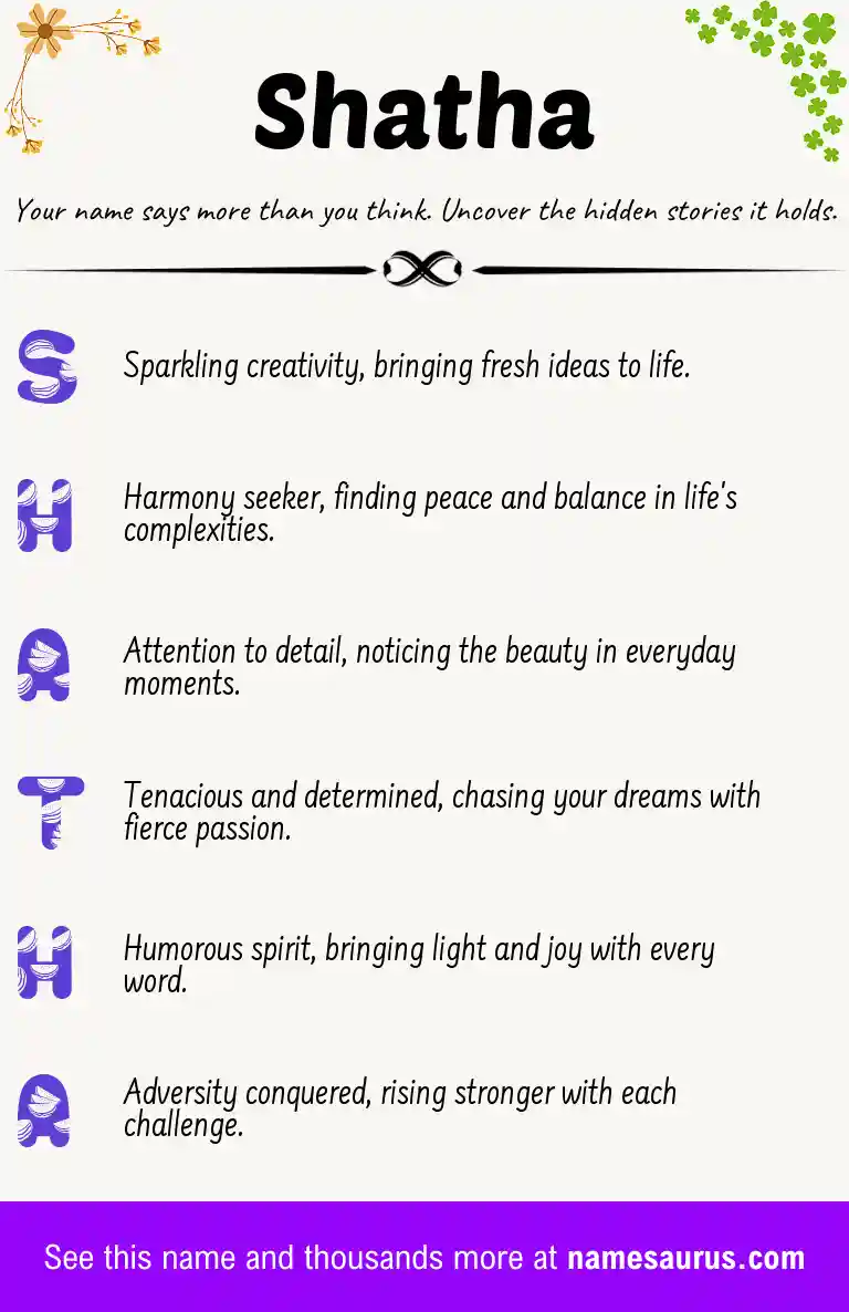 Acrostic poem about Shatha.