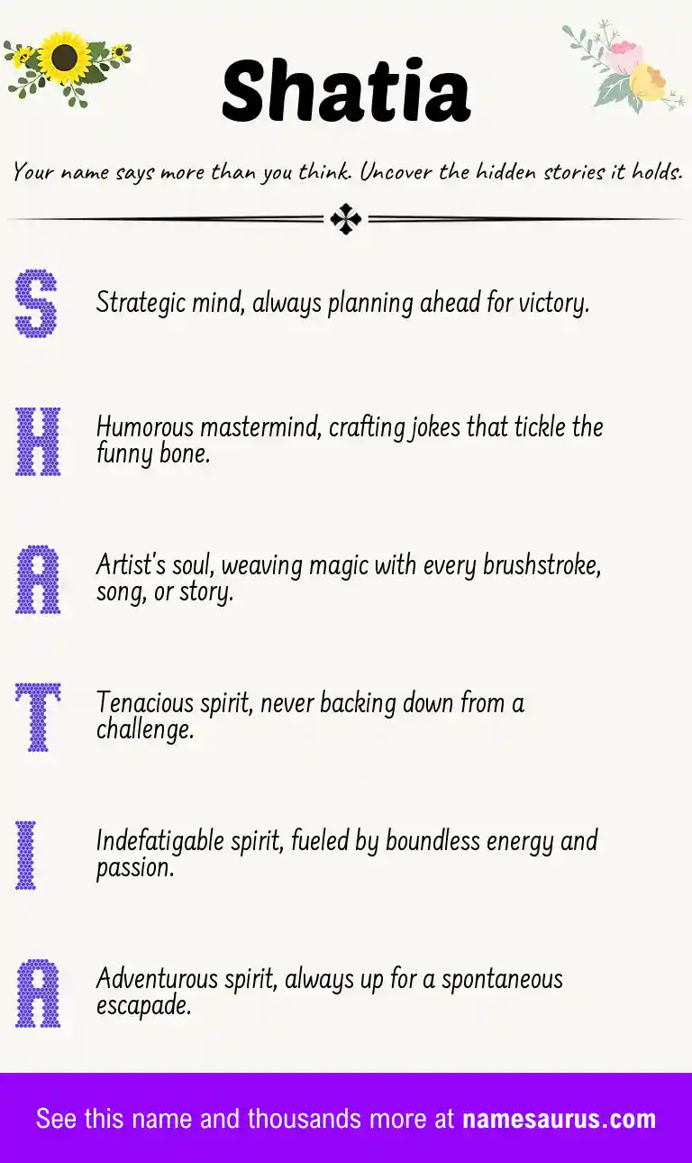 Acrostic poem about Shatia.