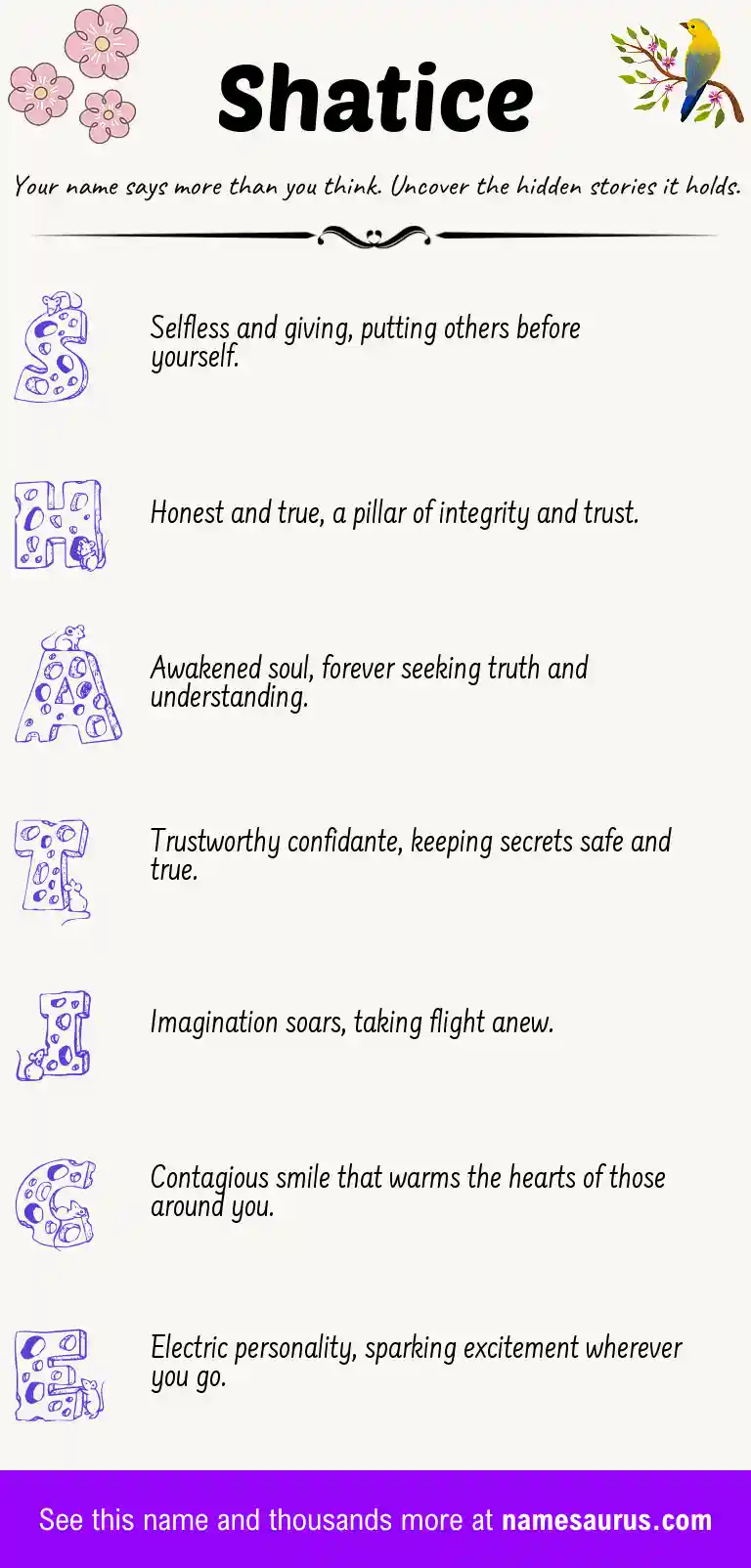 Acrostic poem about Shatice.