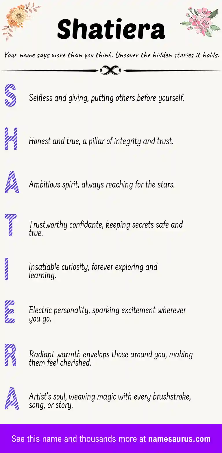Acrostic poem about Shatiera.