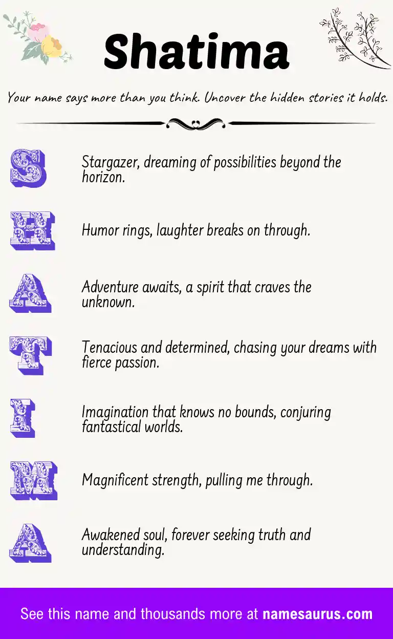 Acrostic poem about Shatima.