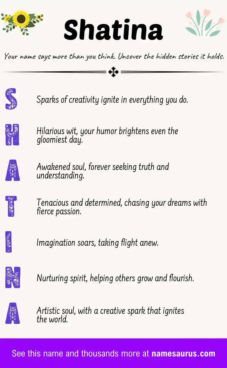 Acrostic poem about Shatina.