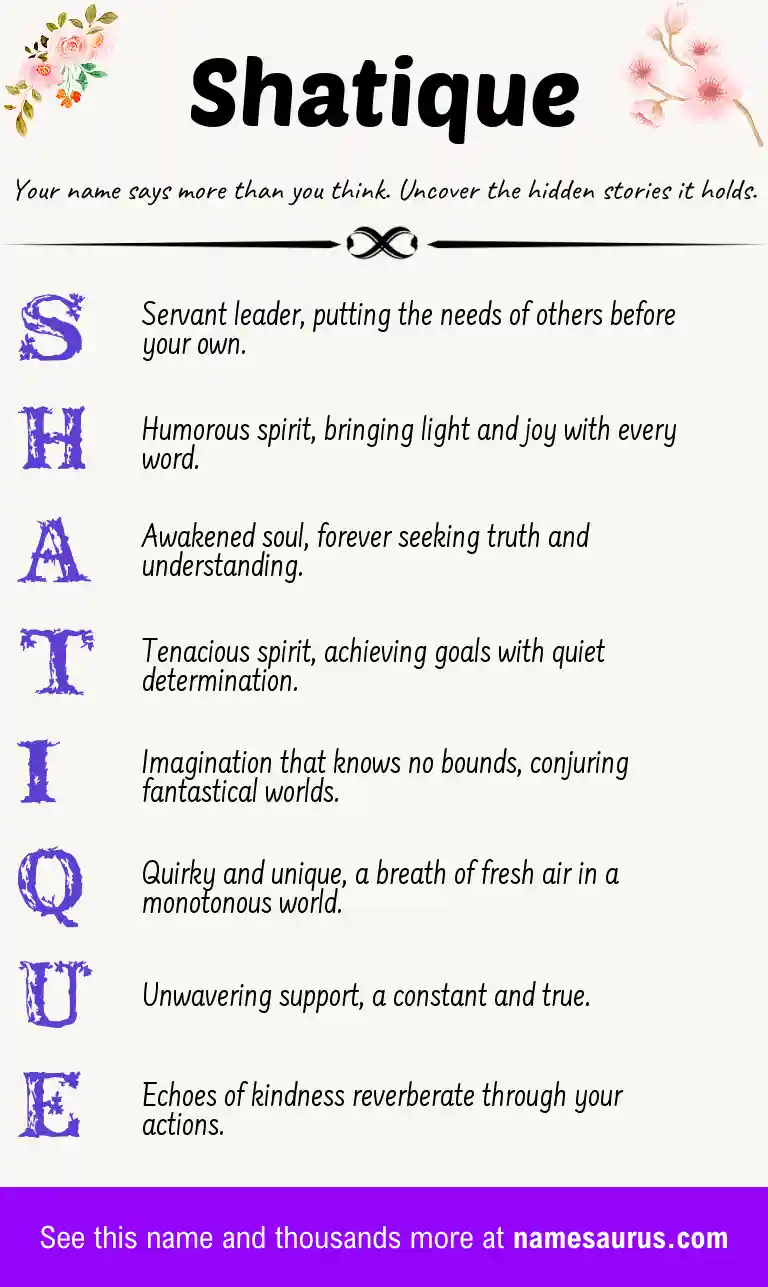 Acrostic poem about Shatique.