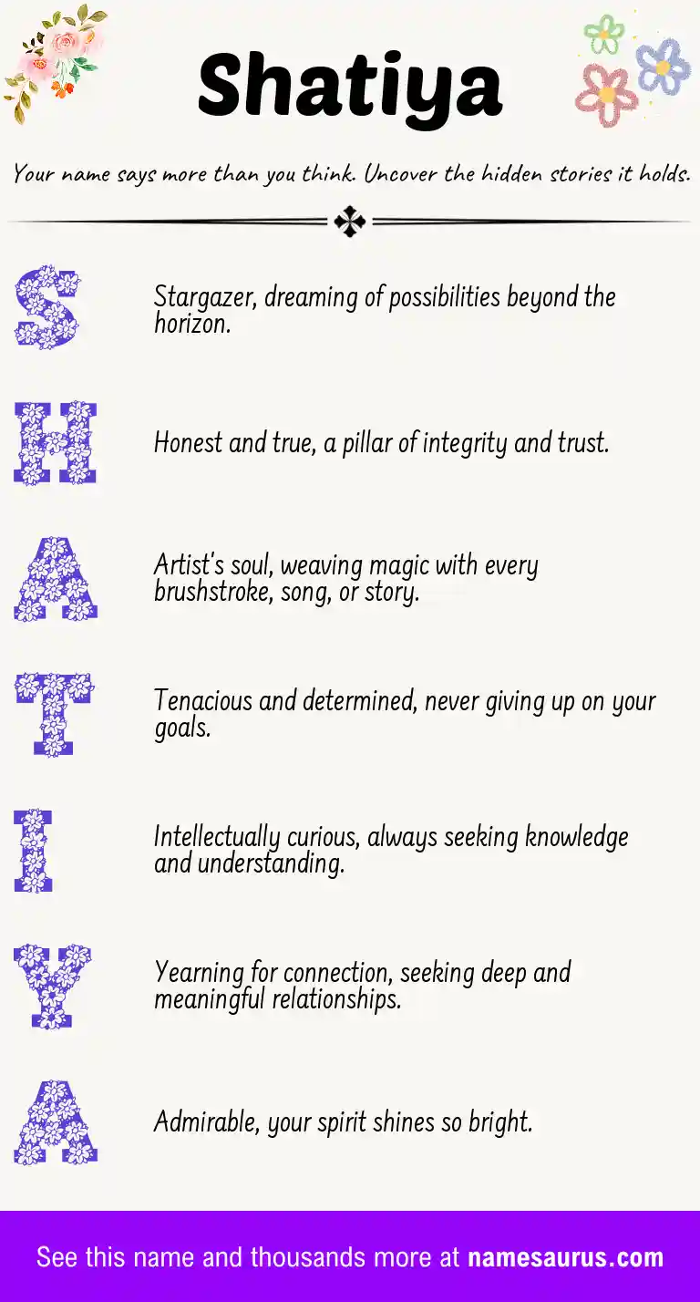 Acrostic poem about Shatiya.