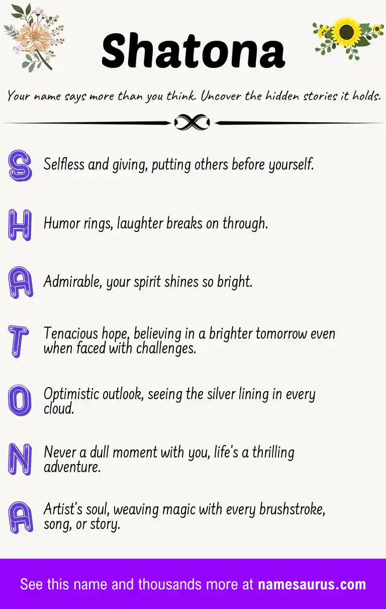 Acrostic poem about Shatona.