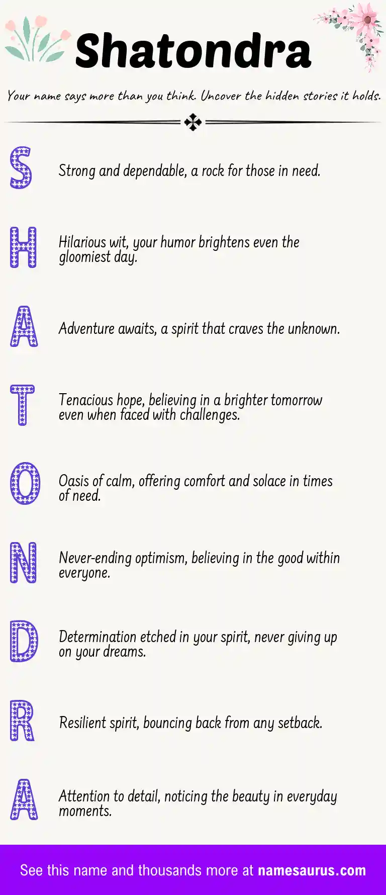 Acrostic poem about Shatondra.