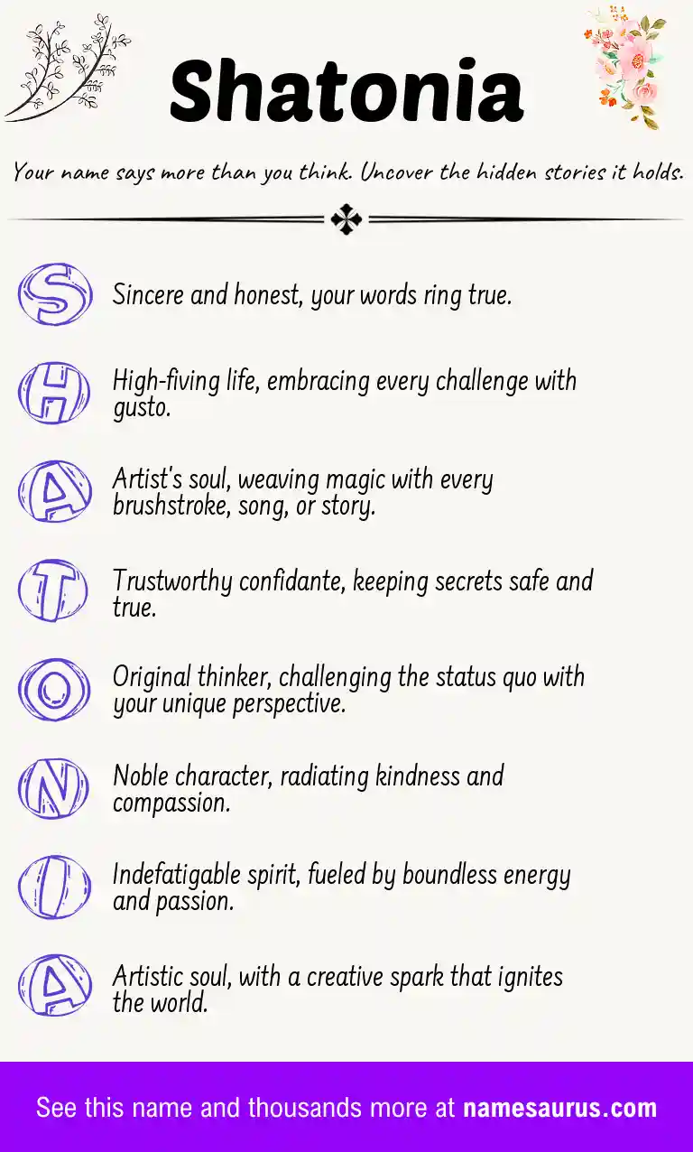 Acrostic poem about Shatonia.