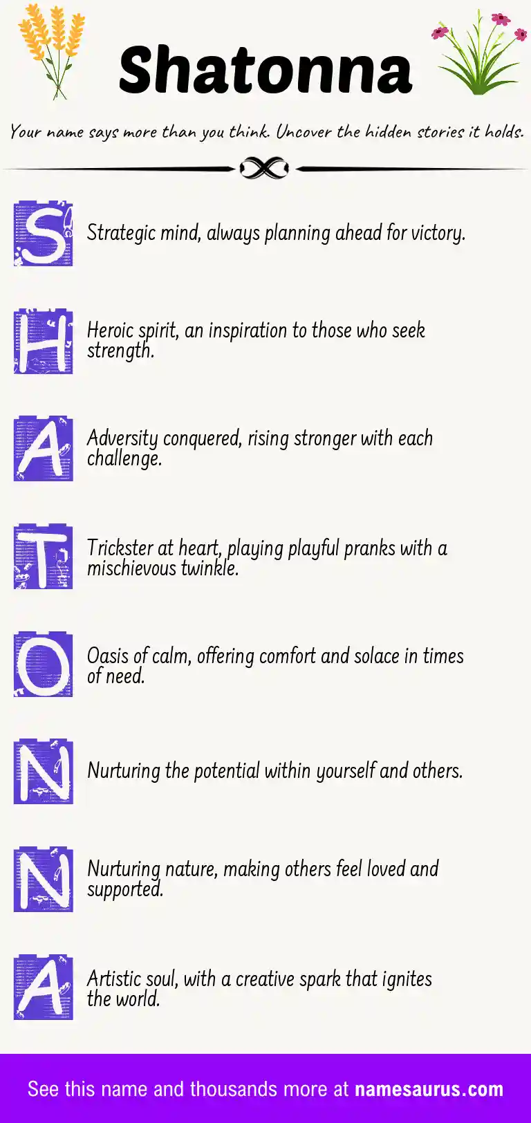 Acrostic poem about Shatonna.